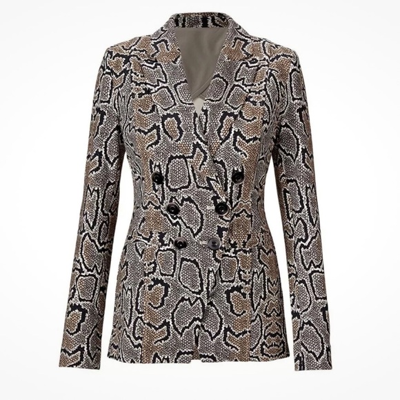 CAbi Python Blazer Snake Print Ivory Brown Black Size 6 - Picture 3 of 7